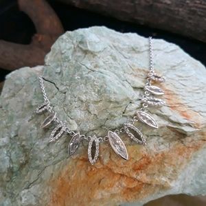 Elegant White Topaz and Cz Silver Necklace